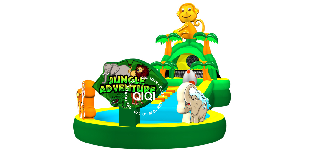 inflatable playzone jungle water slide